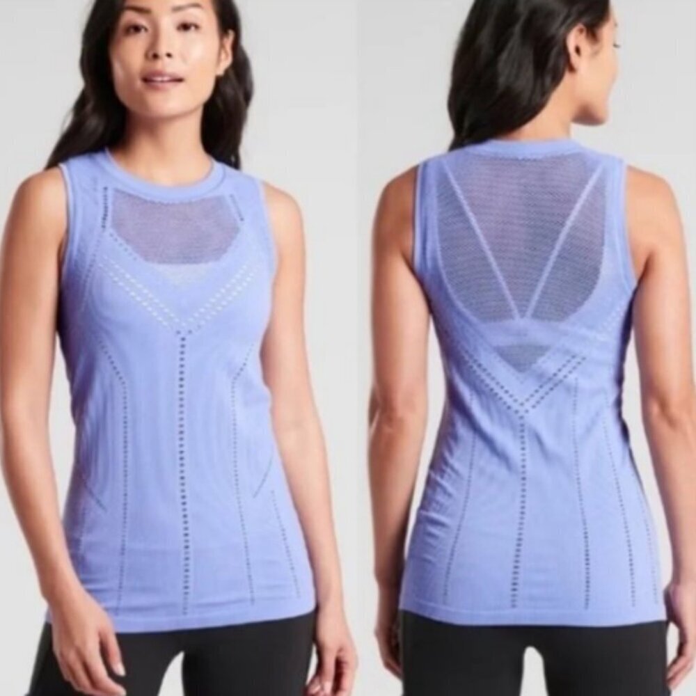 Athleta Victorian Periwinkle Perforated Tank Top medium